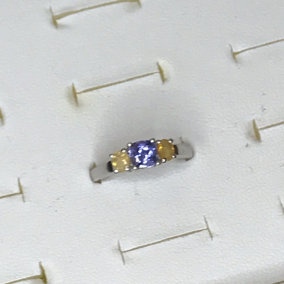 AA Tanzanite & Ethiopian Opal Sterling Ring, sz 6 - Picture 2 of 6